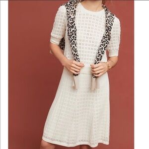 Anthropologie Meadow Rue Cadenza Pointelle Knit Skirt Cream Ivory Size 8